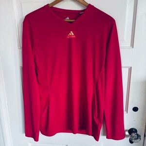 Adidas ClimaLite V-Neck Shirt in Bright Pink